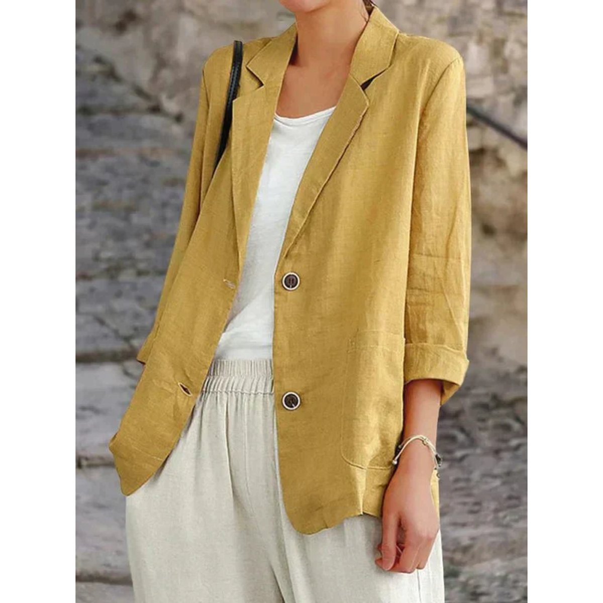 Women's Relaxed-Fit Two-Button Linen Blazer