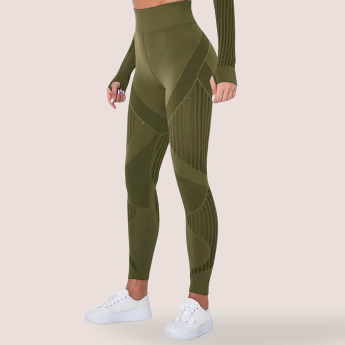 Women's Seamless High-Waist Mesh-Panel Activewear Legging Set