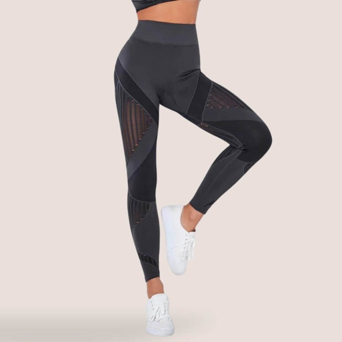 Women's Seamless High-Waist Mesh-Panel Activewear Legging Set