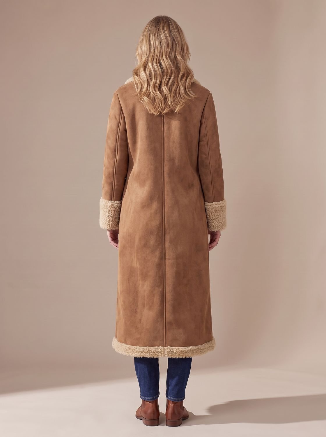 Camila | Women's Shearling-Lined Long Button-Front Faux Fur Coat