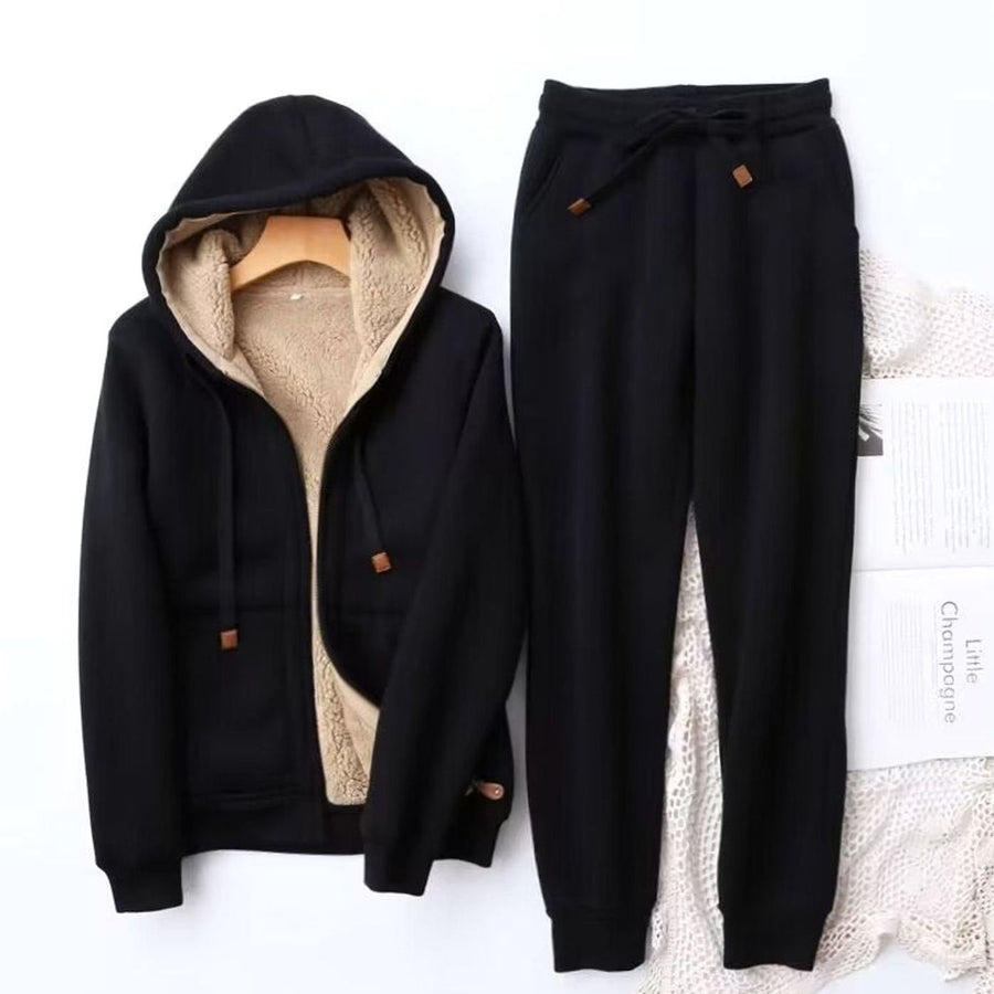 Women's Sherpa-Lined Winter Hoodie Jogger Set