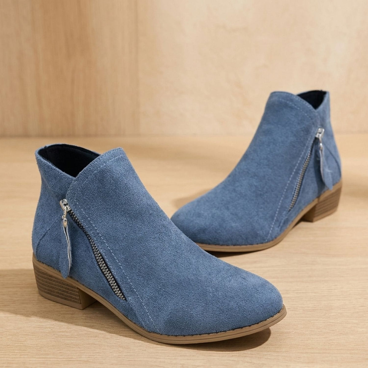Scarlett | Women's Side Zip Ankle Boots Block Heel Wide Toe Box
