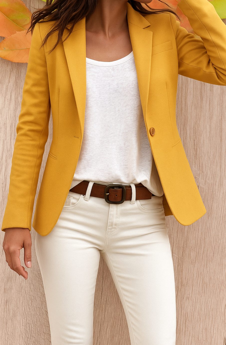 Women's Single Button Fitted Tailored Office Blazer