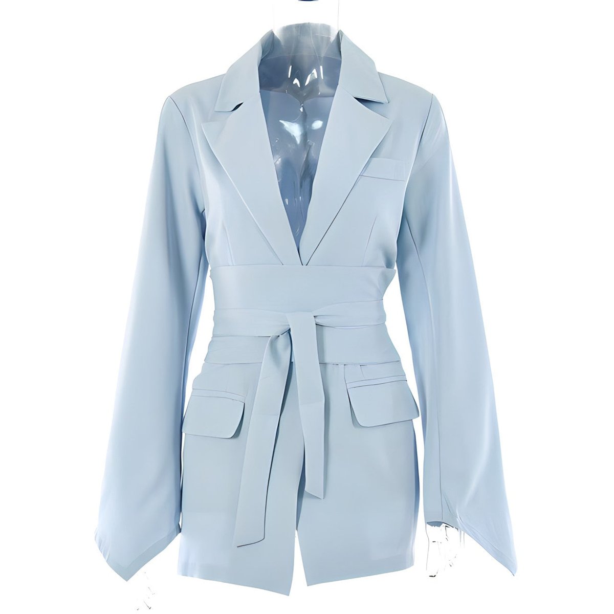 Women's Slim-Fit Belted Longline Blazer Jacket