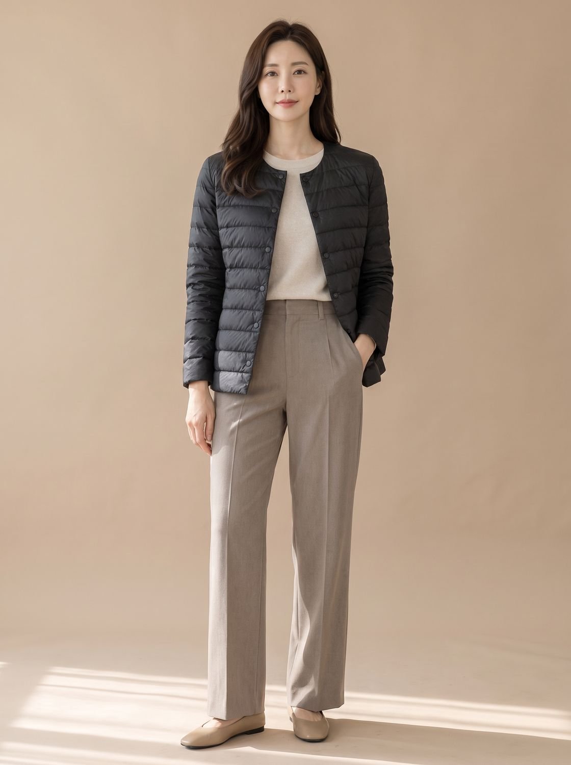 Grace | Women's Slim-Fit Collarless Snap-Button Quilted Puffer Jacket