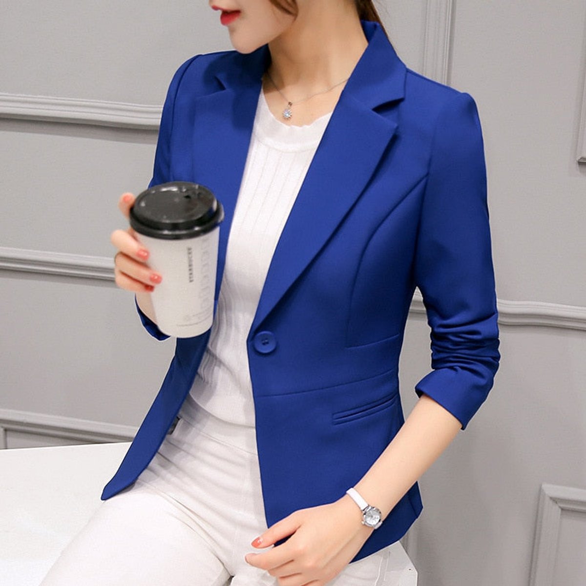 Women's Slim-Fit Single-Button Notch-Collar Blazer