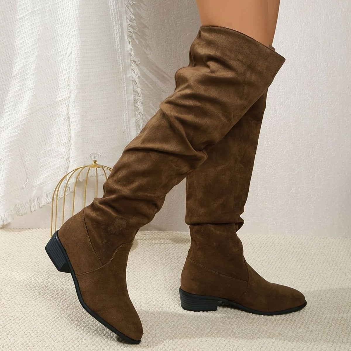 Scarlett | Women's Slouchy Over-the-Knee Suede Block-Heel Boots