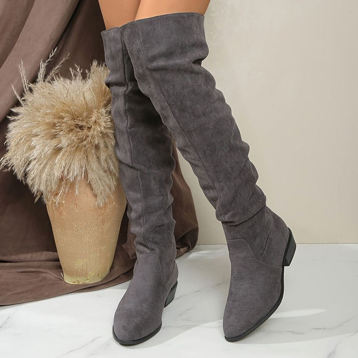 Scarlett | Women's Slouchy Over-the-Knee Suede Block-Heel Boots