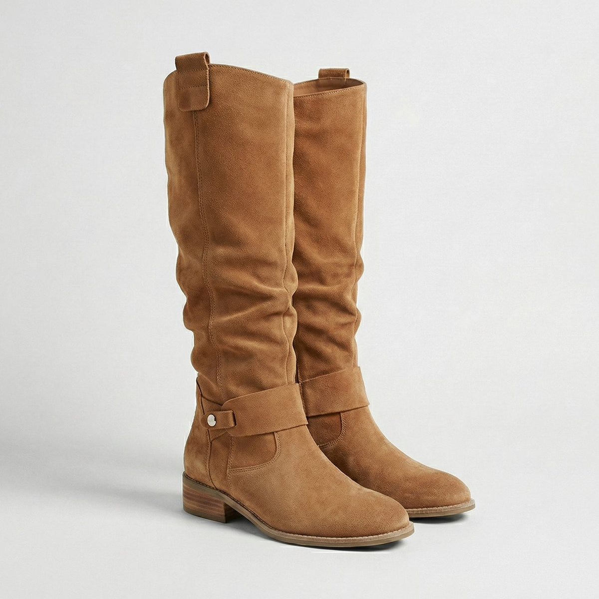 Scarlett | Women's Slouchy Suede-Look Knee High Boots Low Heel