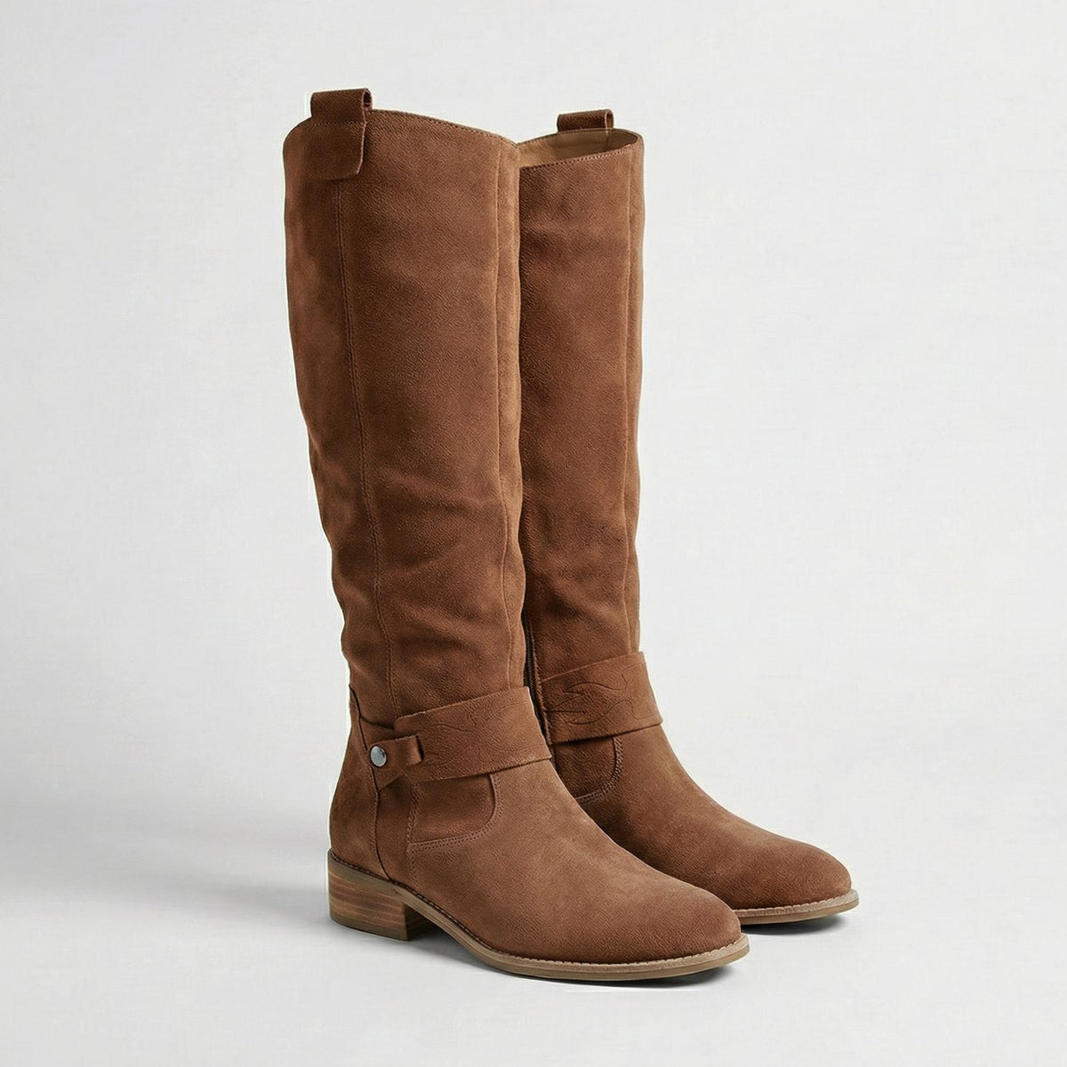 Scarlett | Women's Slouchy Suede-Look Knee High Boots Low Heel