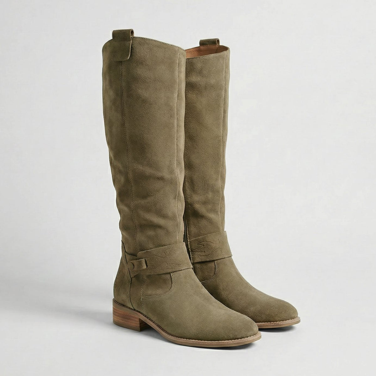 Scarlett | Women's Slouchy Suede-Look Knee High Boots Low Heel