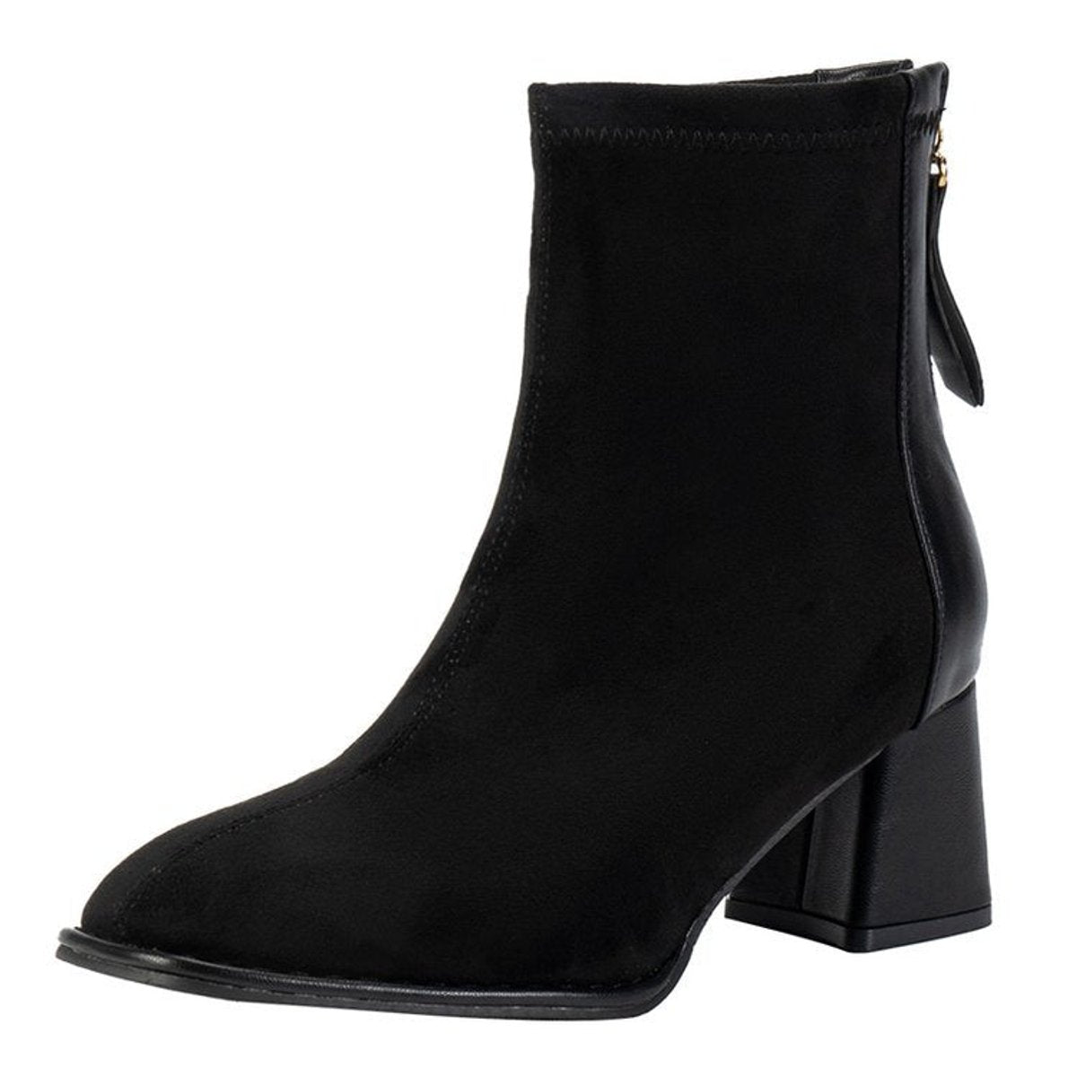 Women's Suede Block-Heel Back-Zip Ankle Boots