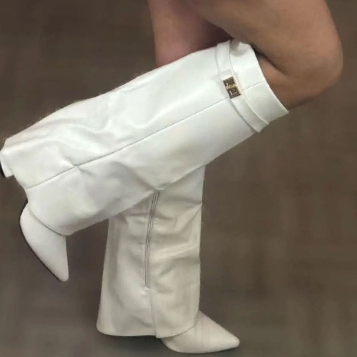Women's Suede Knee-High Buckle-Strap Wedge Thigh-High Boots