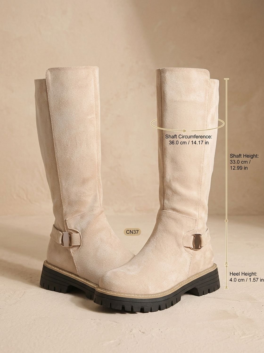Emma | Women's Suede-Look Low Block Heel Knee High Boots