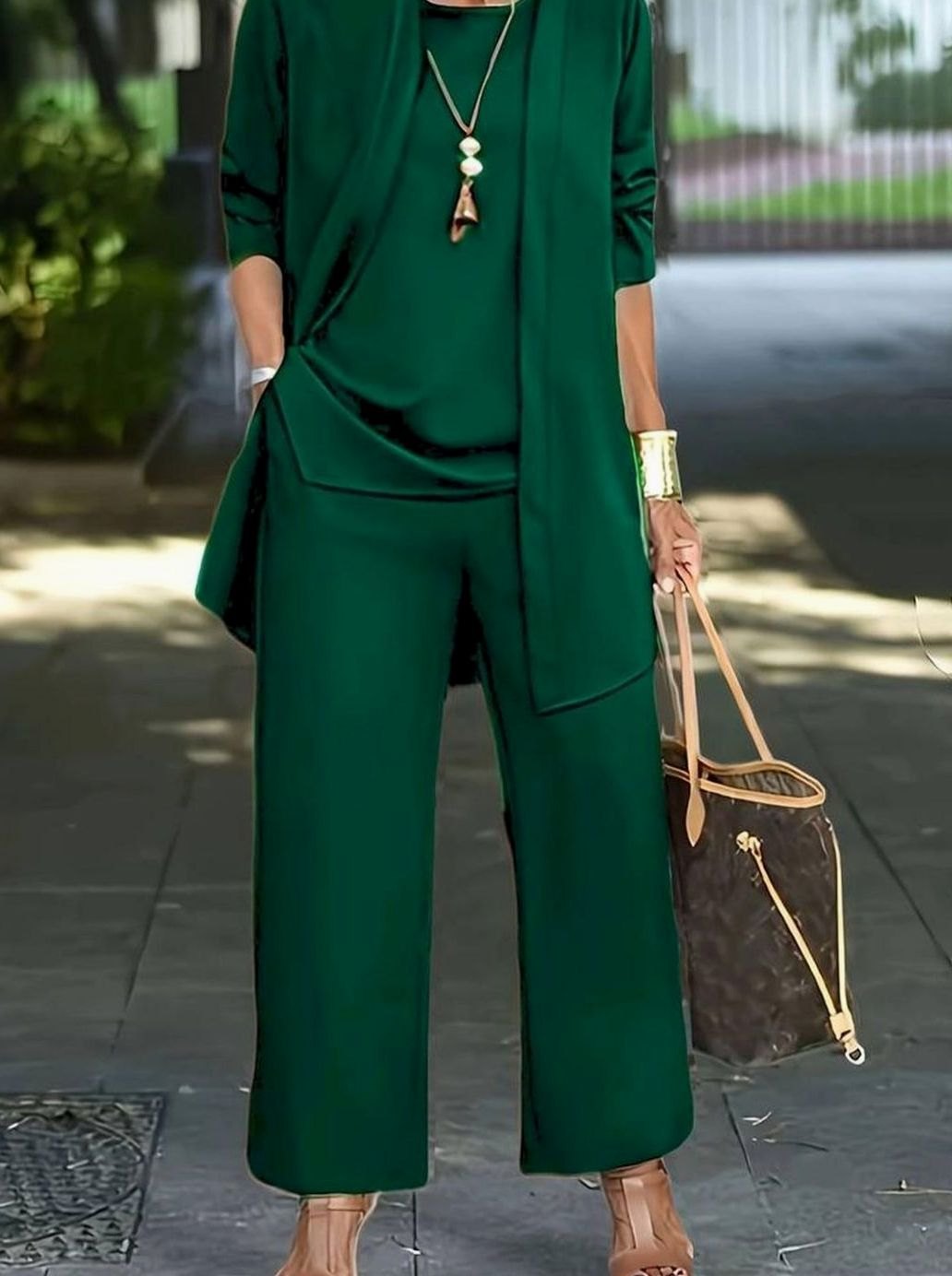 Women's Three-Piece Relaxed Wide-Leg Outfit Set
