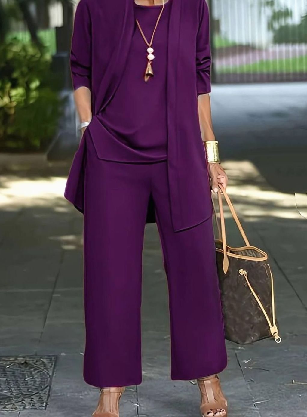 Women's Three-Piece Relaxed Wide-Leg Outfit Set