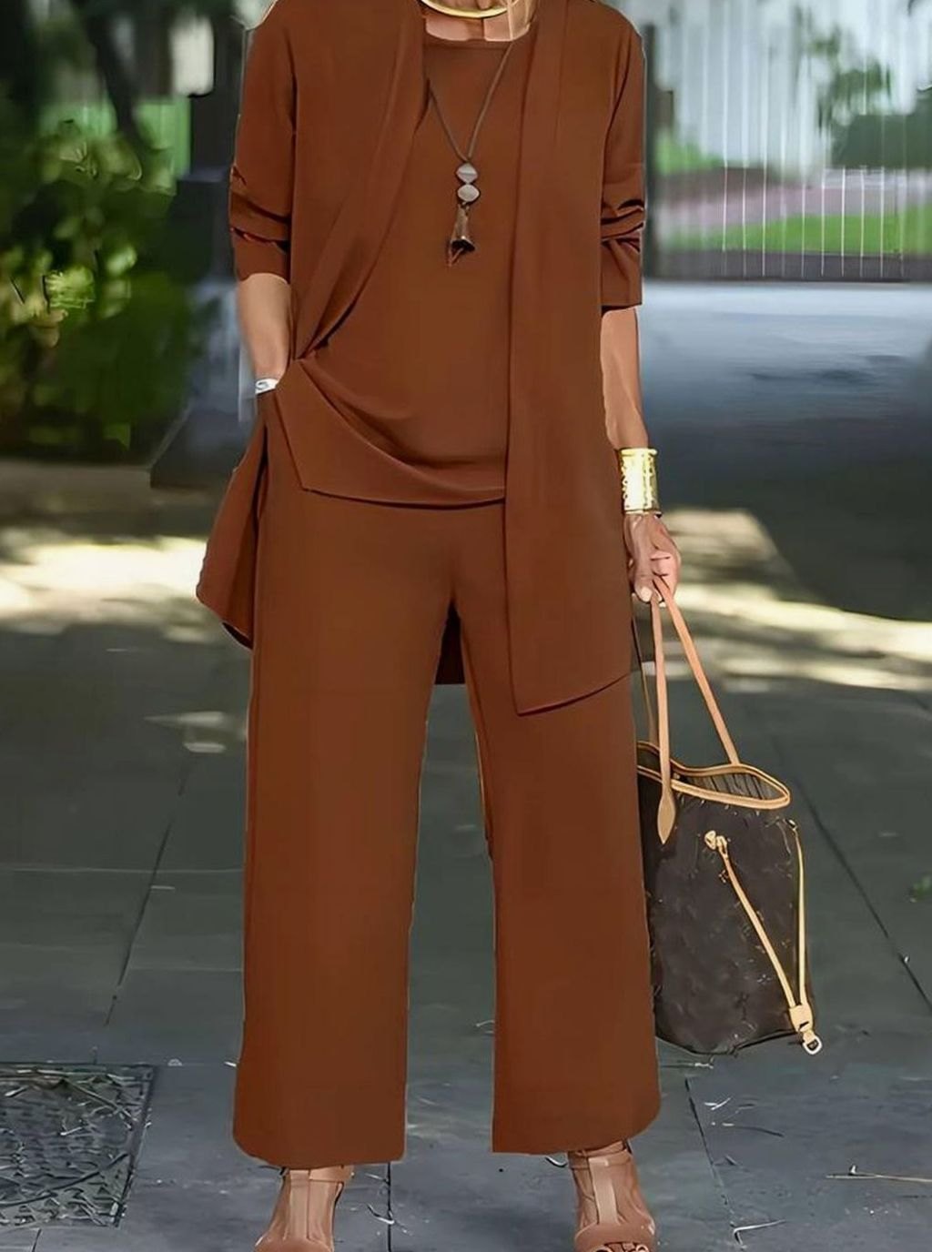 Women's Three-Piece Relaxed Wide-Leg Outfit Set
