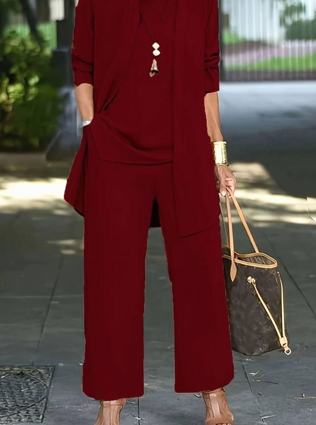Women's Three-Piece Relaxed Wide-Leg Outfit Set