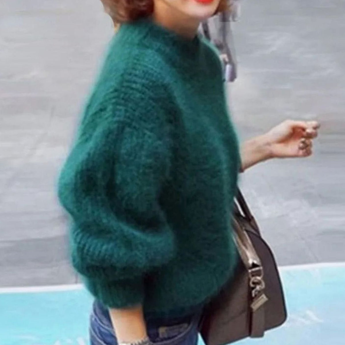 Women's Turtleneck Angora Loose-Fit Pullover Knit Sweater