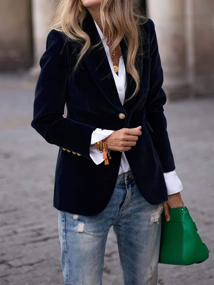 Charlotte | Women's Velvet Single-Breasted Blazer Vest Jacket