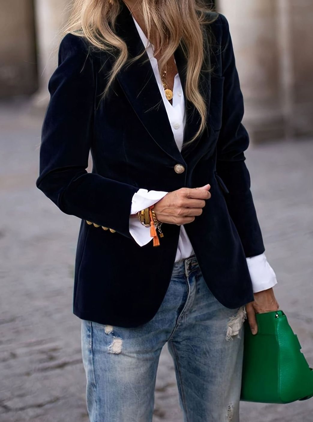 Women's Velvet Single-Button Slim-Fit Casual Blazer