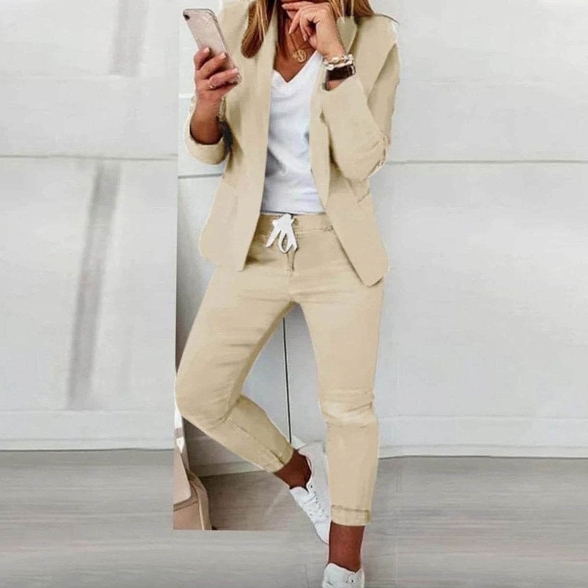 Women's Versatile Blazer Jogger Pants Two-Piece Set