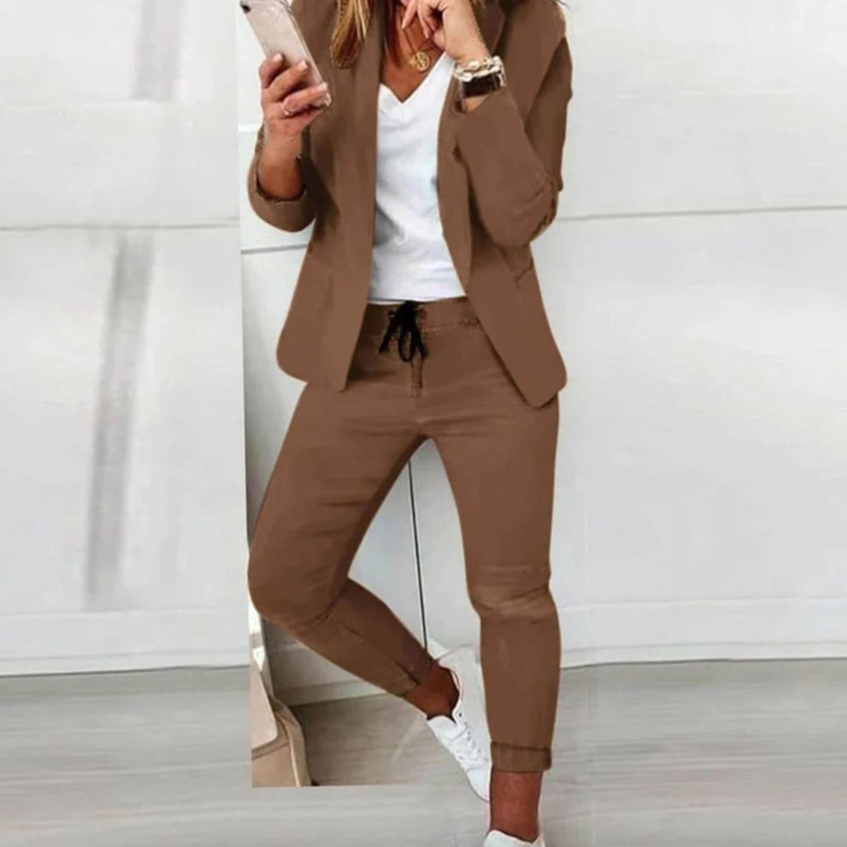 Women's Versatile Blazer Jogger Pants Two-Piece Set