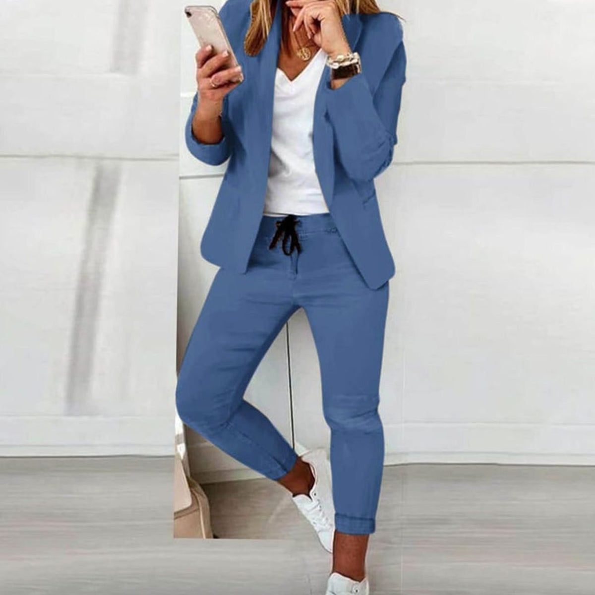 Women's Versatile Blazer Jogger Pants Two-Piece Set