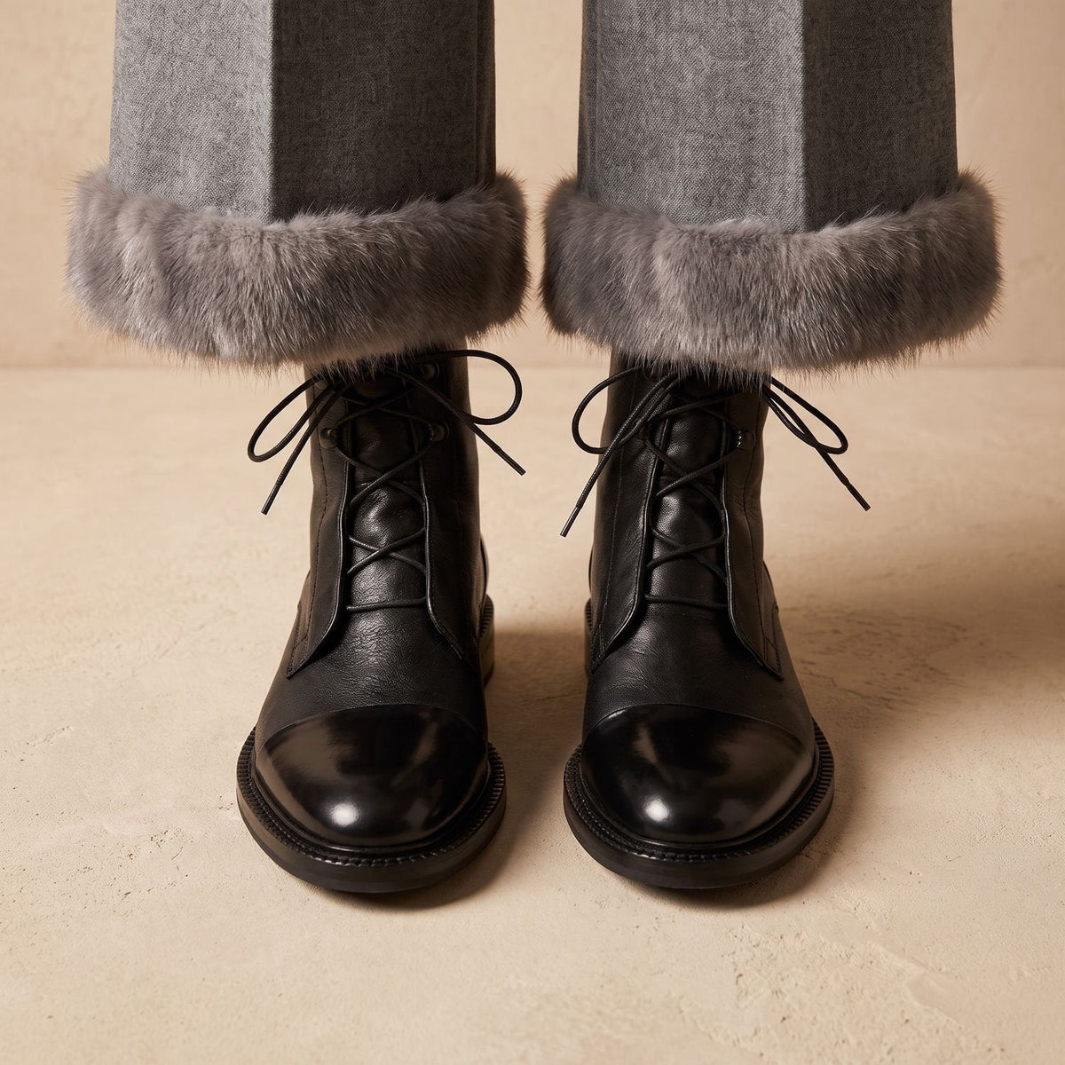 Scarlett | Women's Vintage Lace-Up Faux Leather Cap-Toe Ankle Boots