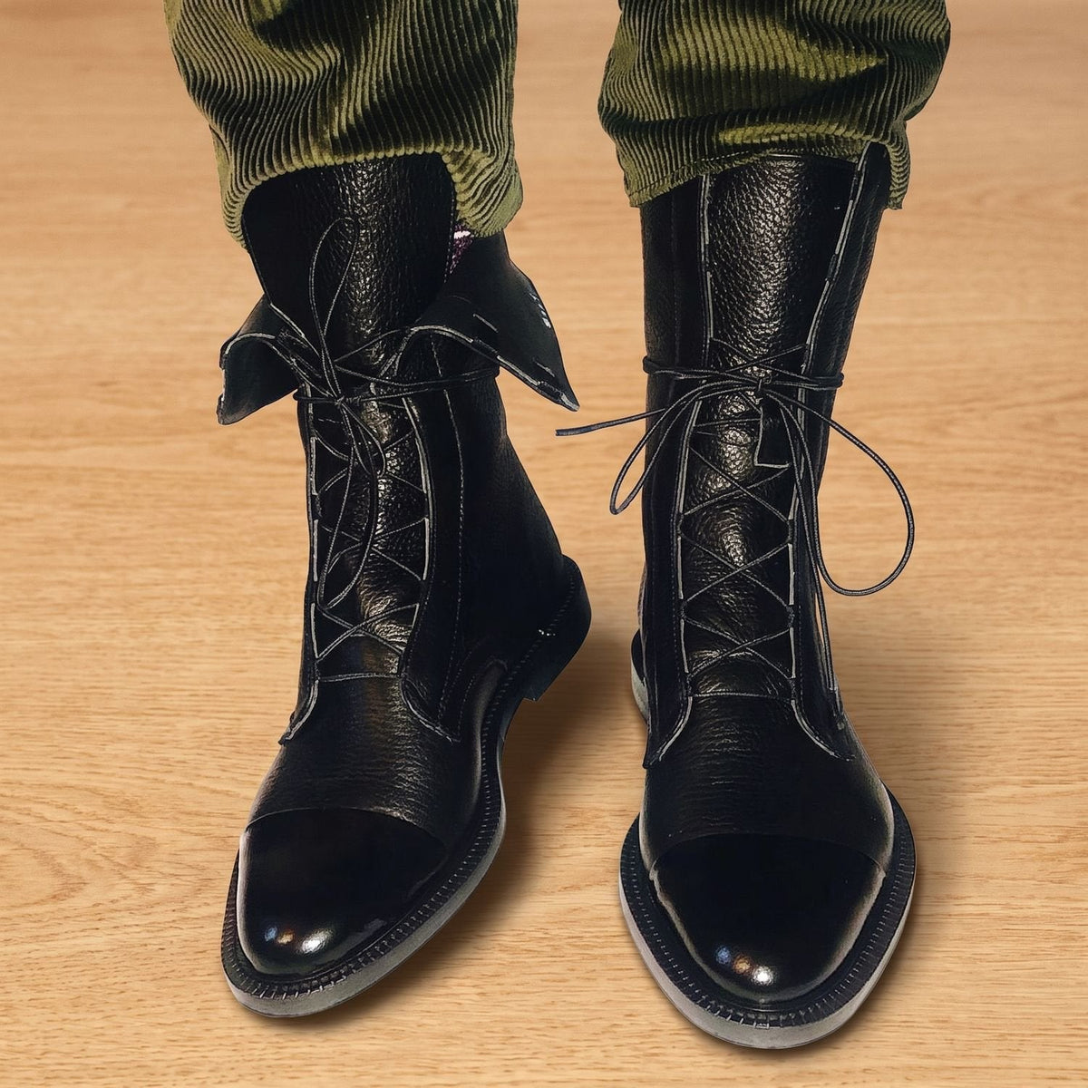 Scarlett | Women's Vintage Lace-Up Faux Leather Cap-Toe Ankle Boots