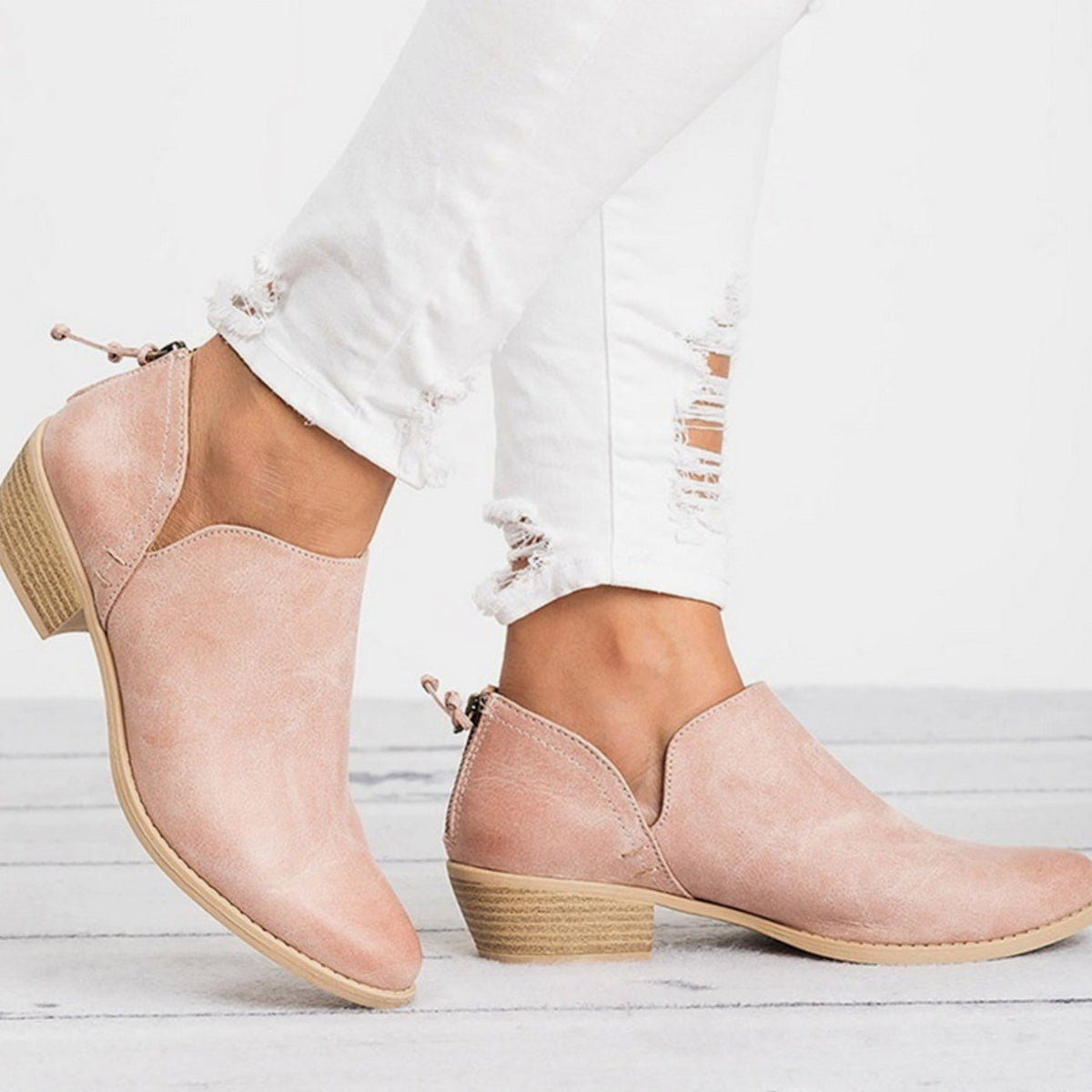 Amelia | Women's Vintage-Style Slip-On Block Heel Ankle Boots