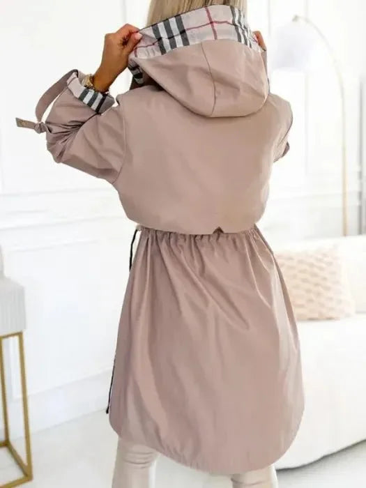 Women's waterproof windproof hooded trench coat