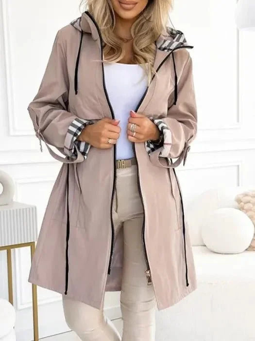 Women's waterproof windproof hooded trench coat