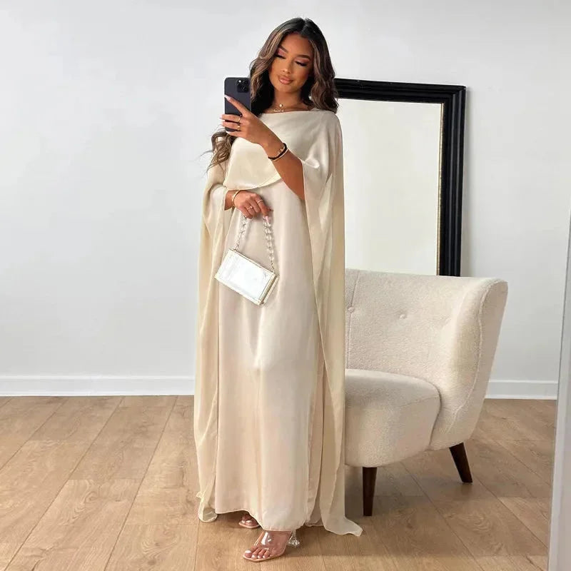 Women's wedding guest cape maxi dress