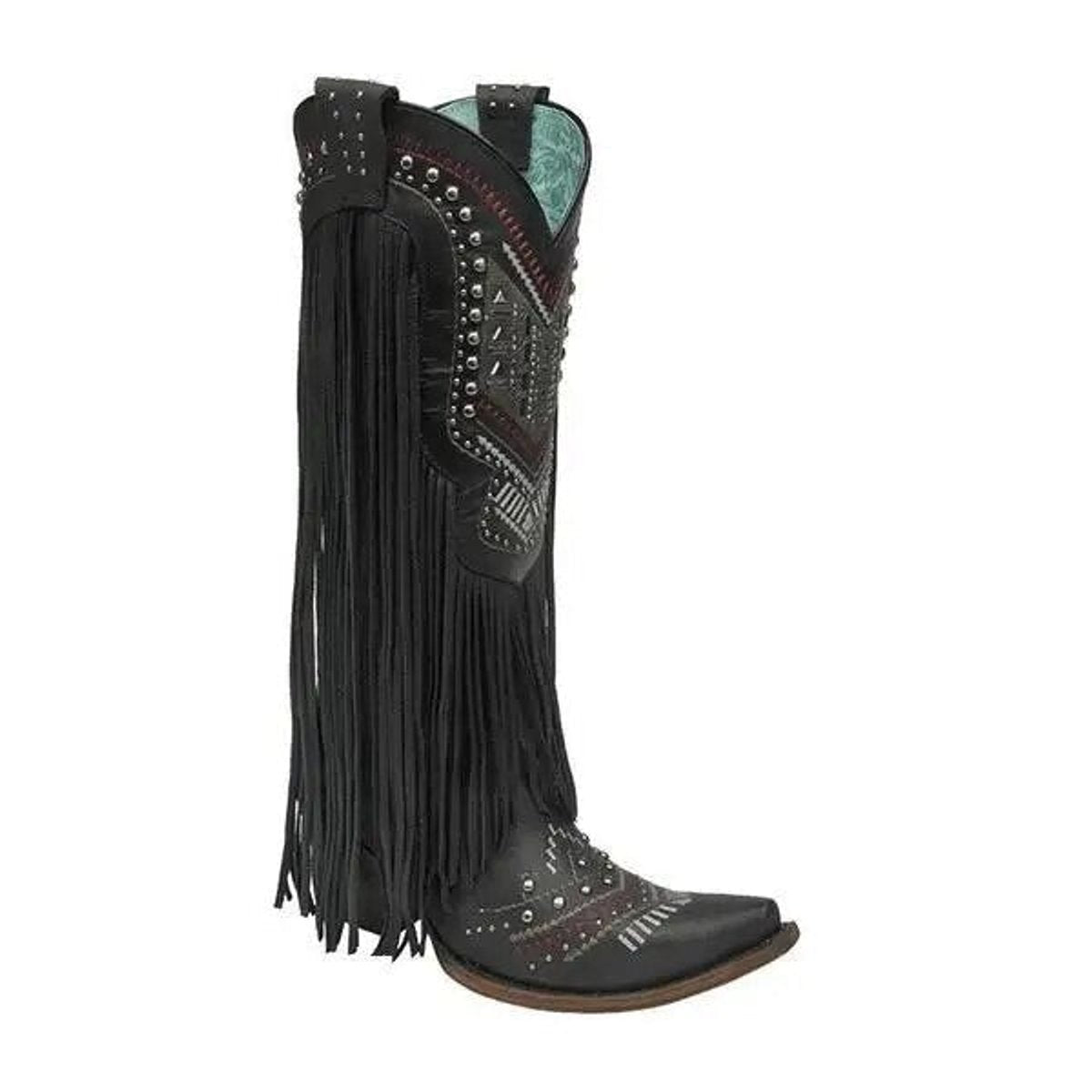 Women's Western Fringe Studded Tall Cowboy Ankle Boots