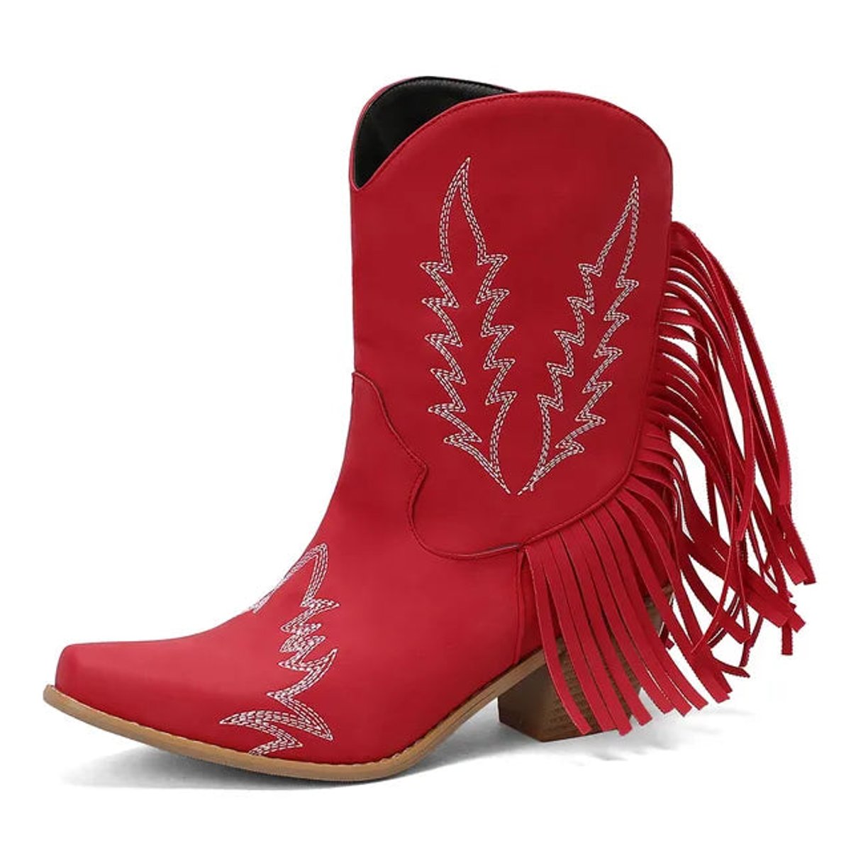 Women's Western Fringe Tassel Slip-On Suede Ankle Boots