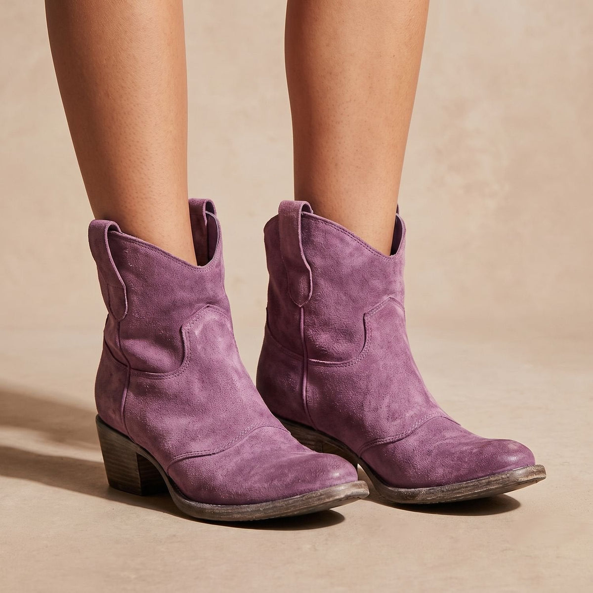 Layla | Women's Western-Inspired Suede Pull-On Ankle Boots