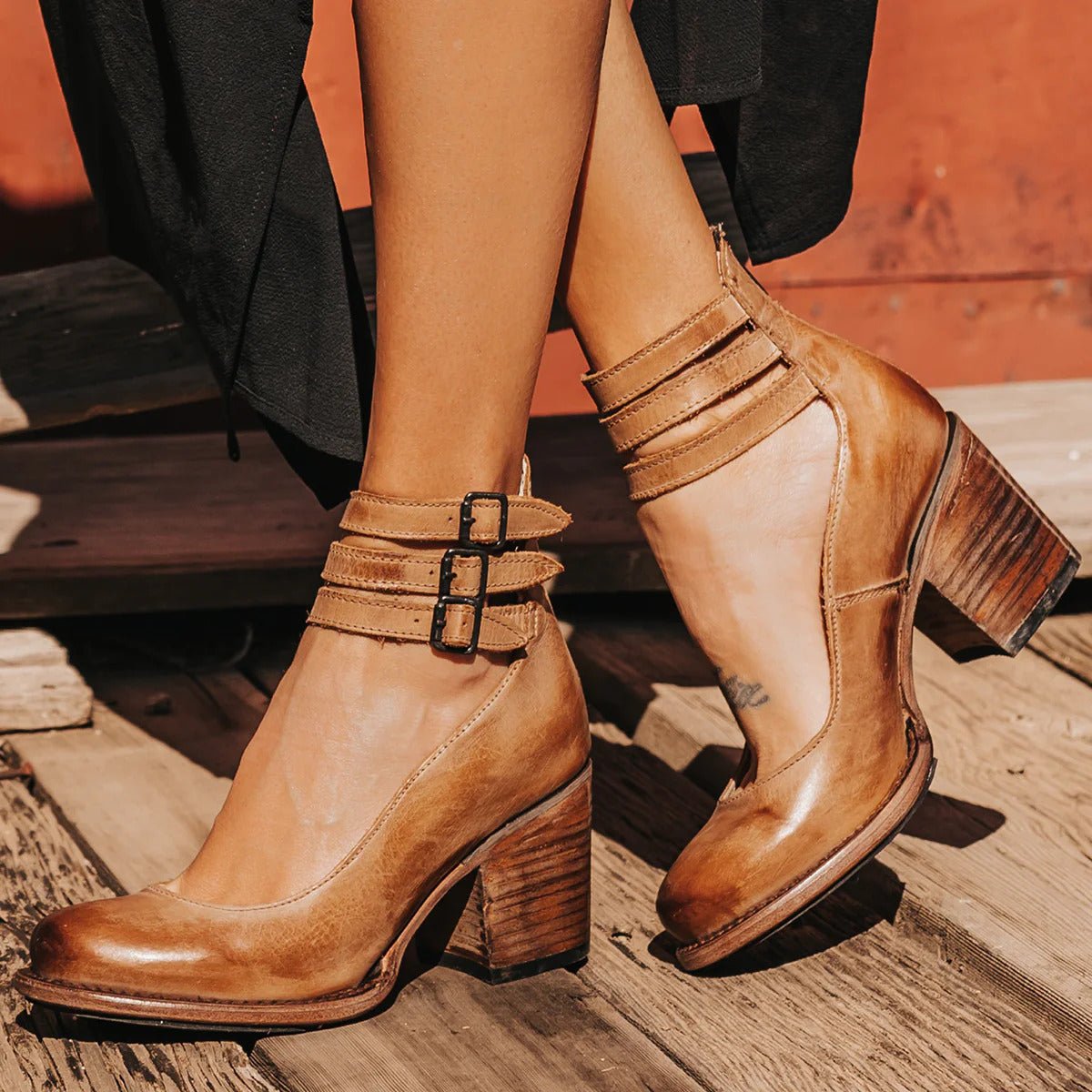 Women's Western-Style Buckle-Strap Pointed-Toe Ankle Boots
