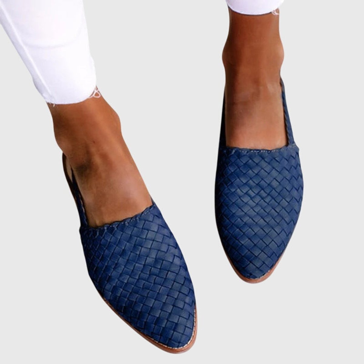 Women's Woven Leather Pointed-Toe Slip-On Loafers