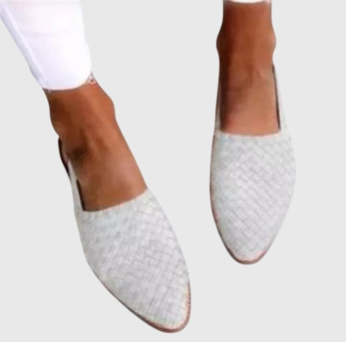 Women's Woven Leather Pointed-Toe Slip-On Loafers