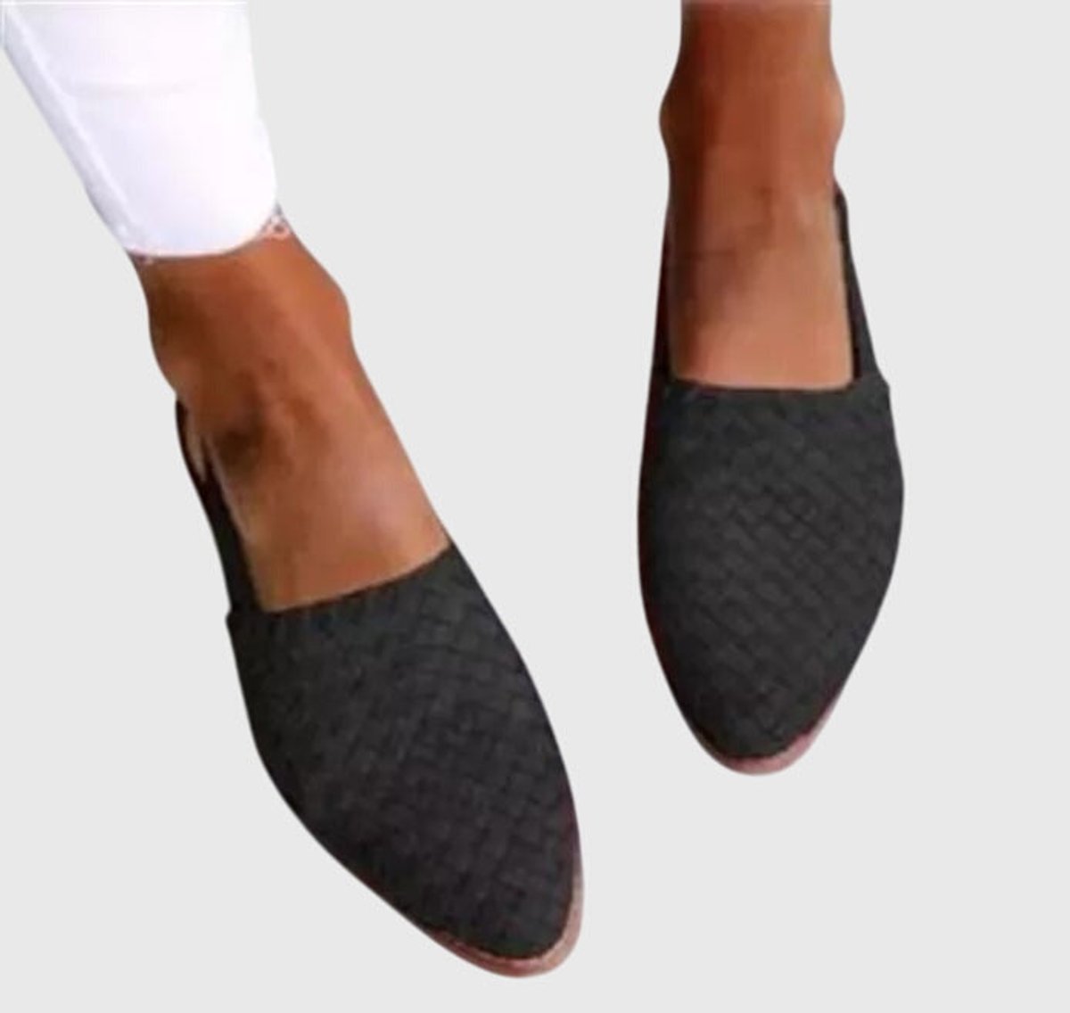 Women's Woven Leather Pointed-Toe Slip-On Loafers