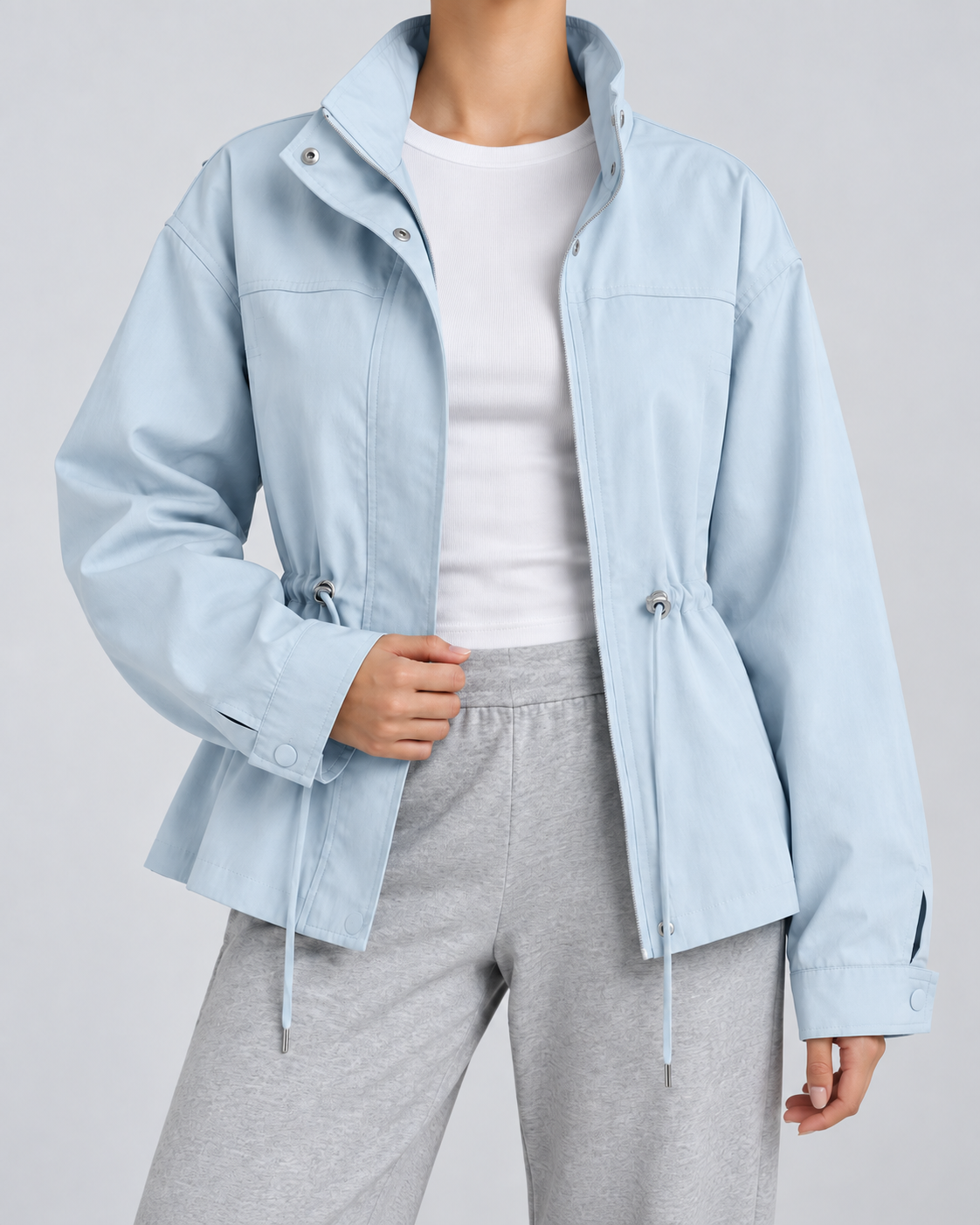 Women's Zip-Front Jacket - Drawstring Waist