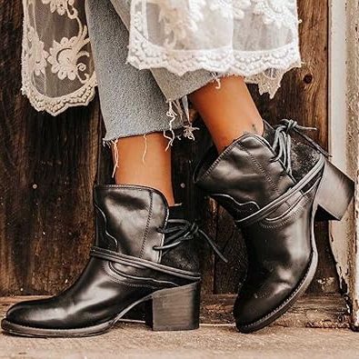 Marina | Wraparound Lace-Up Block Heel Ankle Boots for Women