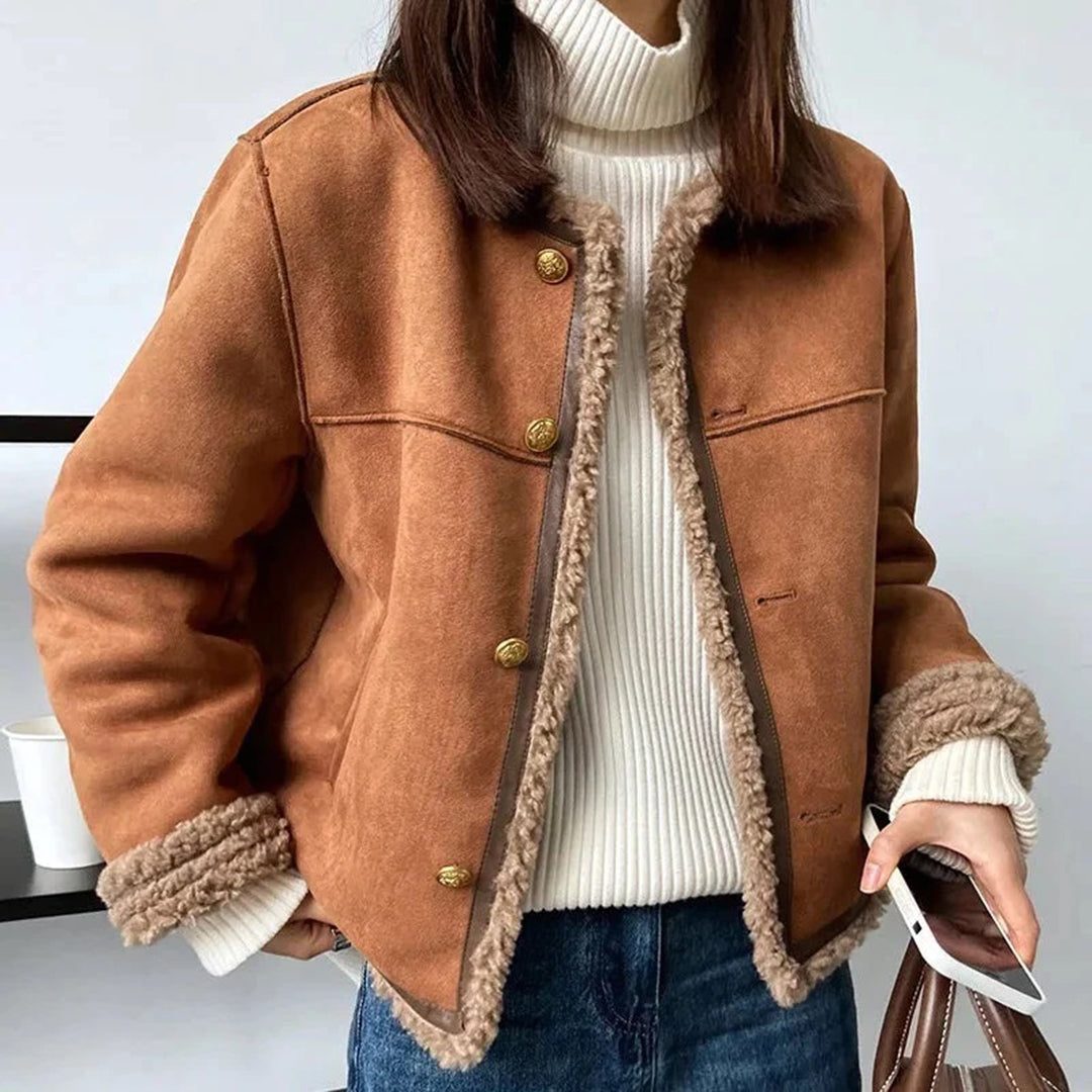 Xanthe | Suede Shearling Jacket with Fleece Lining for Women