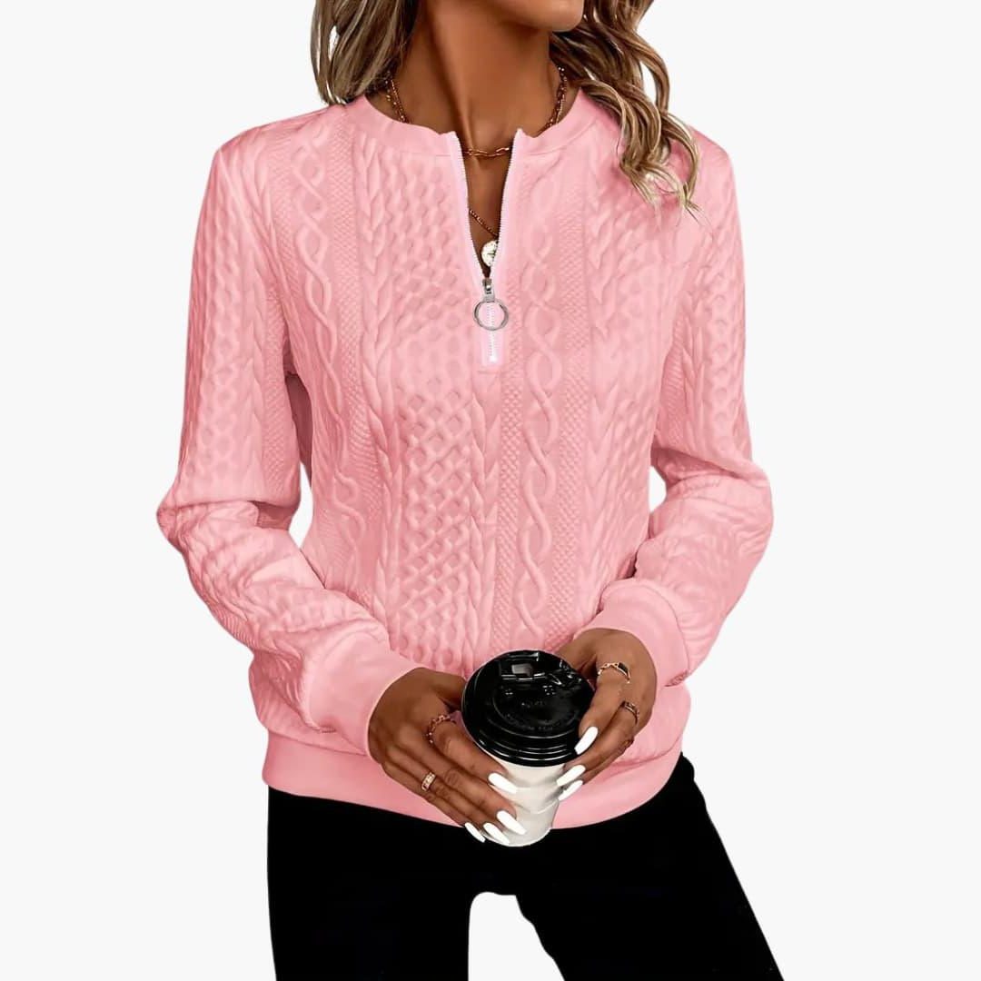 Xenia | Cable Knit Half-Zip Sweater for Women