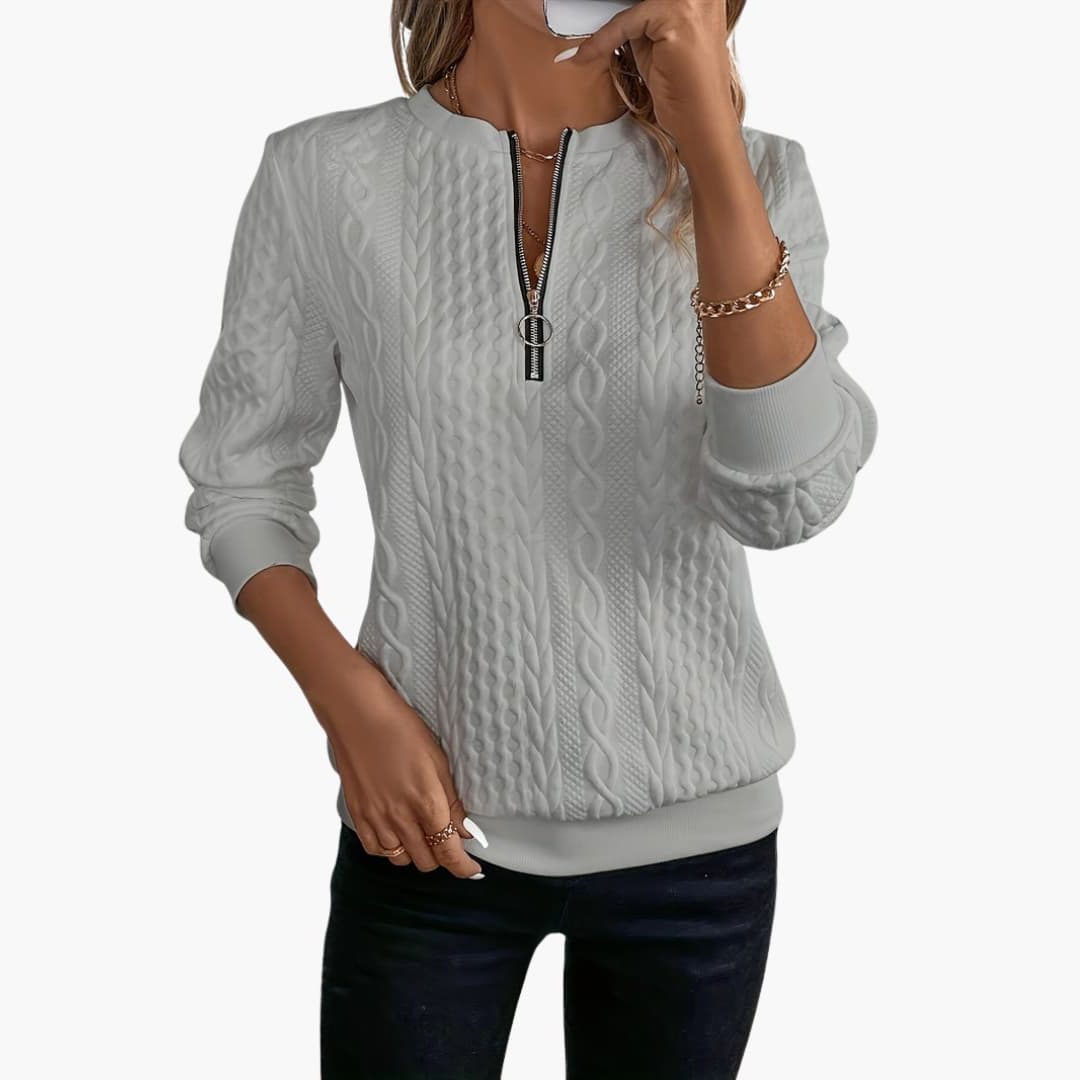 Xenia | Cable Knit Half-Zip Sweater for Women