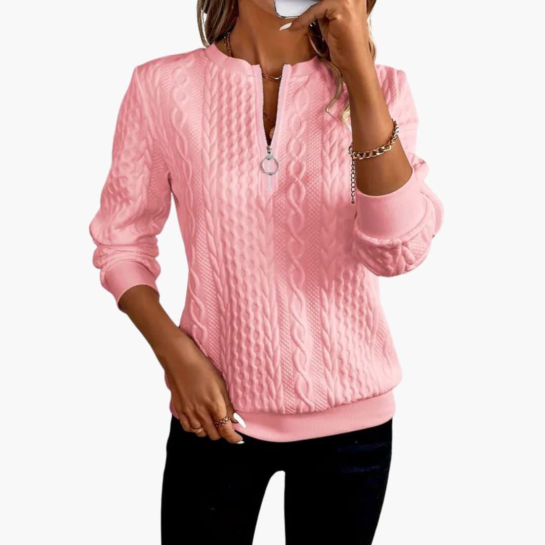 Xenia | Cable Knit Half-Zip Sweater for Women