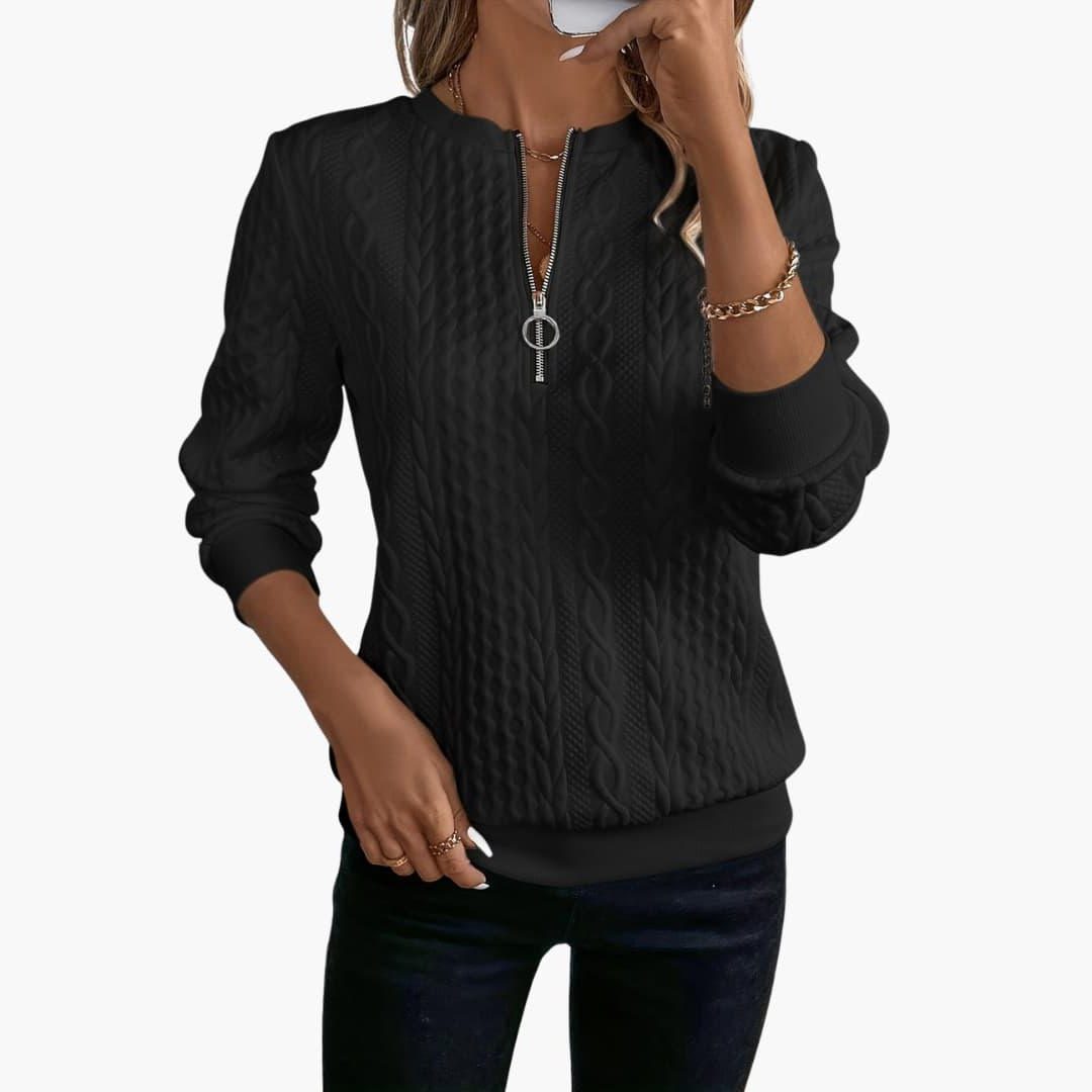 Xenia | Cable Knit Half-Zip Sweater for Women