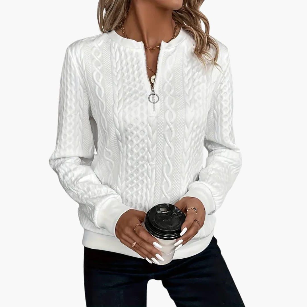 Xenia | Cable Knit Half-Zip Sweater for Women