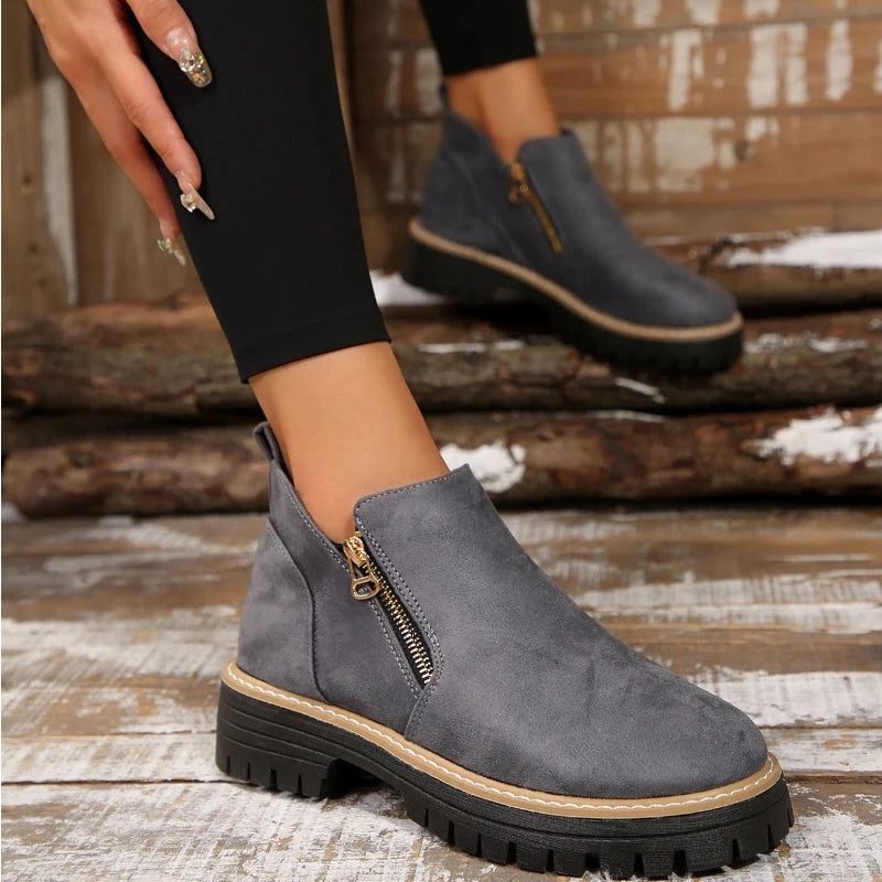Ximena | Waterproof Ankle Boots with Side Zip and Chunky Tread for Women